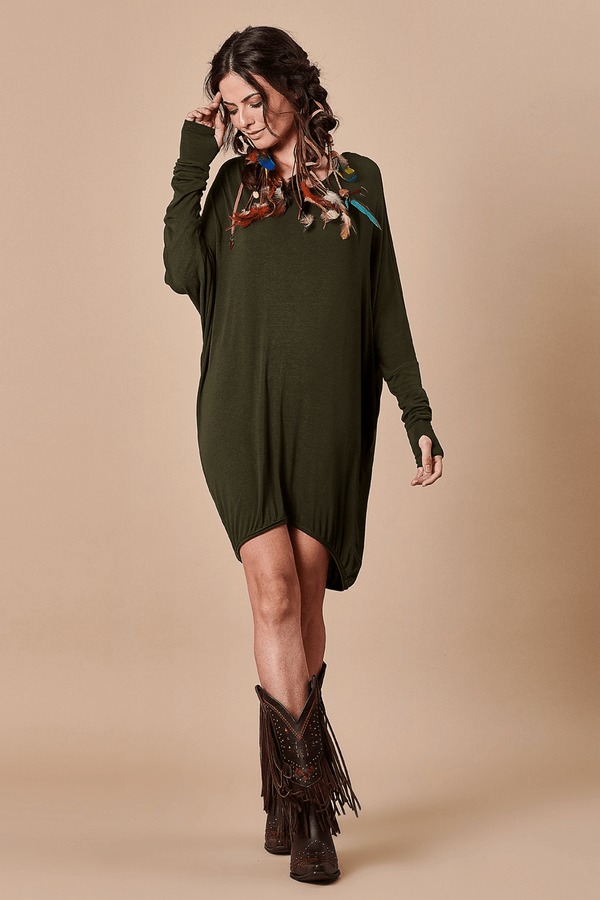 Blusa Básica de Dedinho Verde Militar