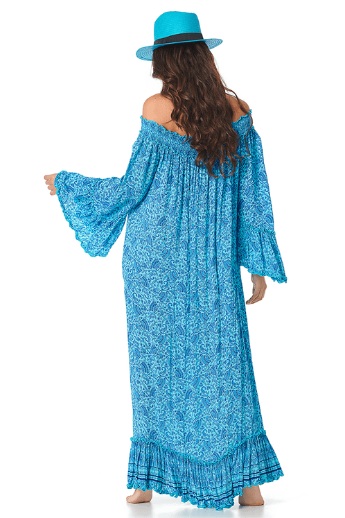 Vestido-Longo-Ciganinha-Azul-Estampado-Yacamim-costas