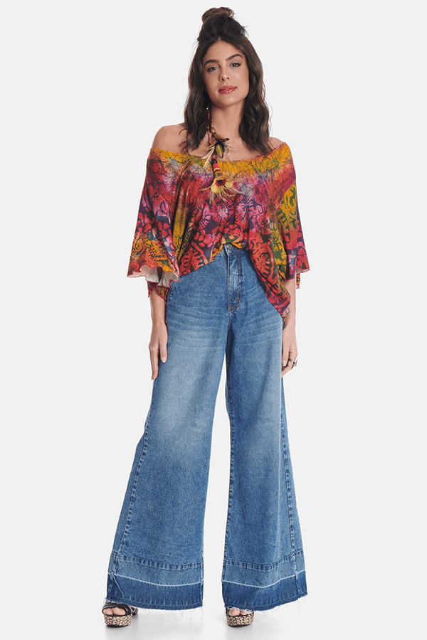 
			Calça Pantalona Jeans Azul Yacamim
		