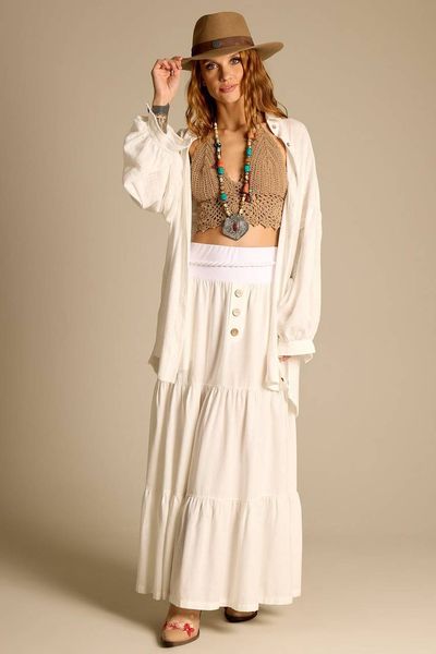 Saia branca hippie fashion